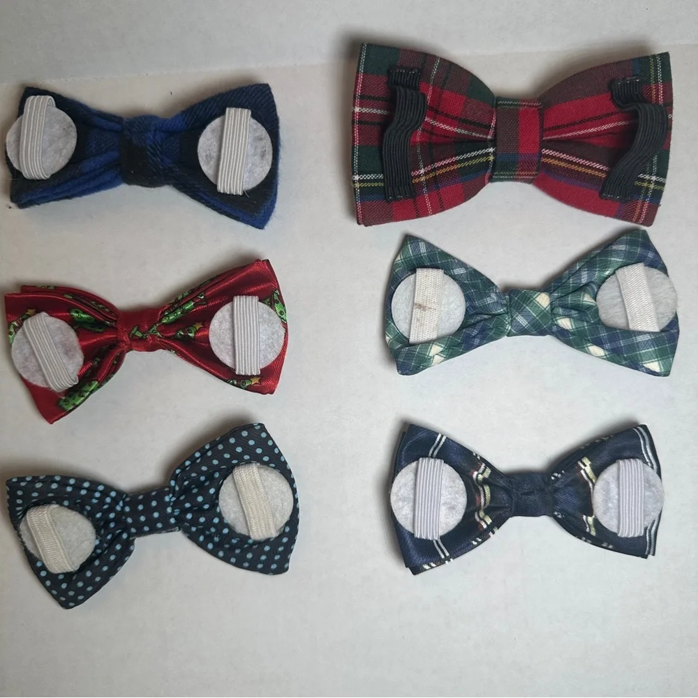 Set of Six Patterned Dog Collar Bow Ties